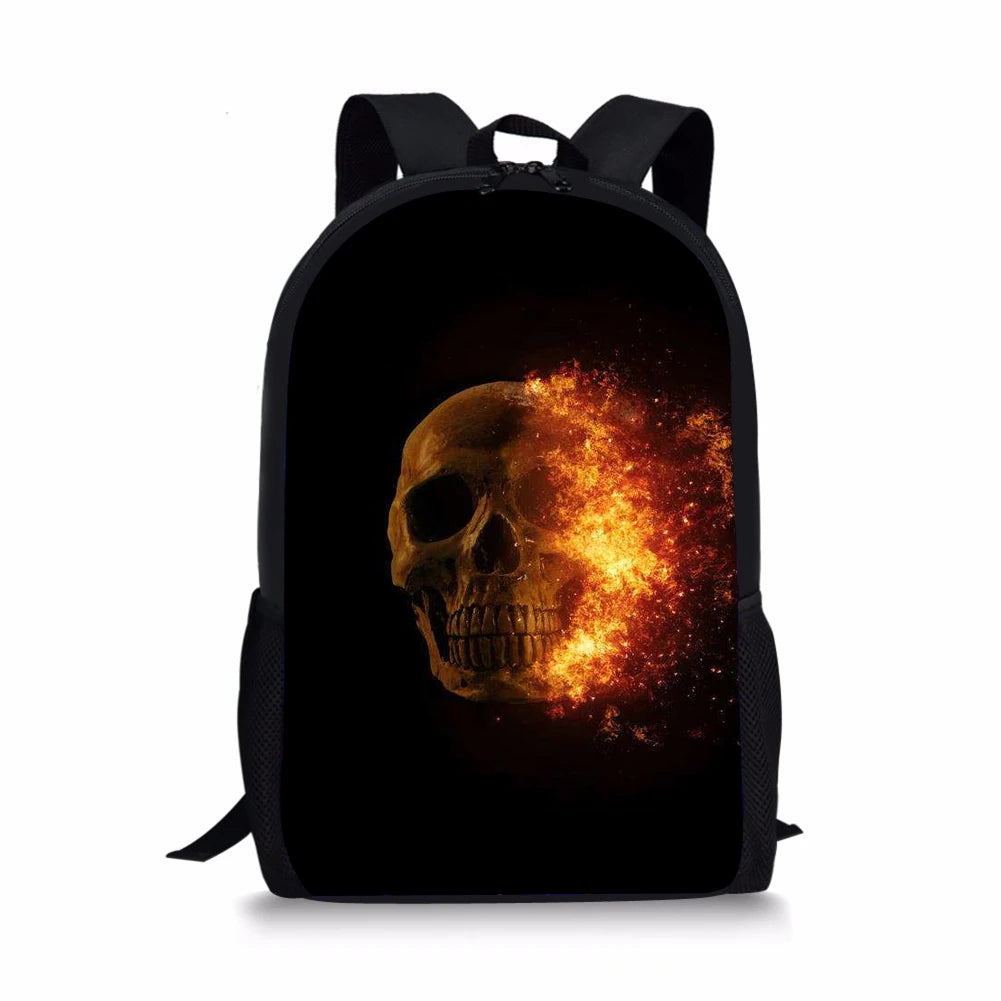 Skull Pattern Boys School Bags Waterproof Teenagers Backpacks