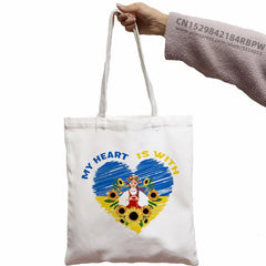 Ukraine Flag Sunflower Vintage Ukrainian Print Canvas Bag