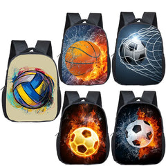 Kids Basketball Football Print Mini Backpack for School - 12 Inch