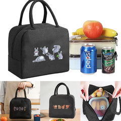 Insulated Thermal Lunch Bag Kids Women Cartoon Print Zipper Canvas Pouch
