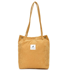 Corduroy Shoulder Bag Soft Reusable Tote for Women Girls