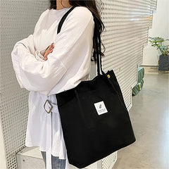 Corduroy Shopper Bag for Women Handbag Autumn Winter Canvas Tote Bag
