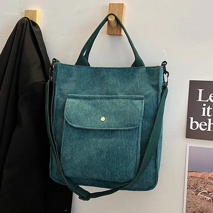 Corduroy Shopper Bag for Women Autumn Winter Canvas Tote Bag