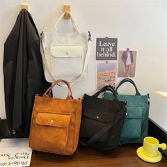 Corduroy Shopper Bag for Women Autumn Winter Canvas Tote Bag