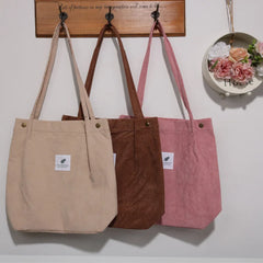 Corduroy Bag for Women Shopper Bag Handbag Casual Outdoor Girls Student Bookbag