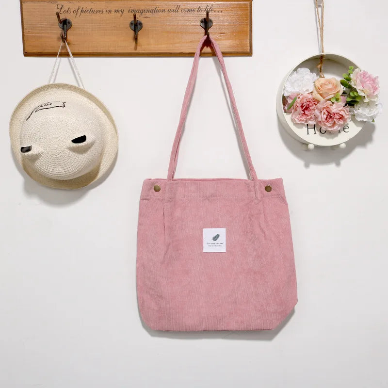 Corduroy Bag for Women Shopper Bag Handbag Casual Outdoor Girls Student Bookbag
