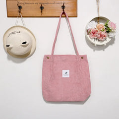 Corduroy Bag for Women Shopper Bag Handbag Casual Outdoor Girls Student Bookbag