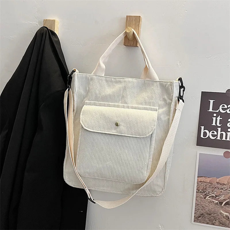 Corduroy Women's Shopper Bag Handbag Autumn Winter Canvas Tote Bag
