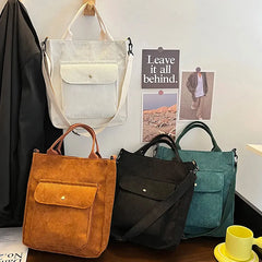Corduroy Women's Shopper Bag Handbag Autumn Winter Canvas Tote Bag