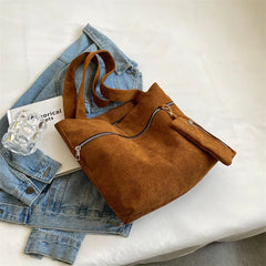 Corduroy Shopper Bag Autumn Winter Canvas Tote B535