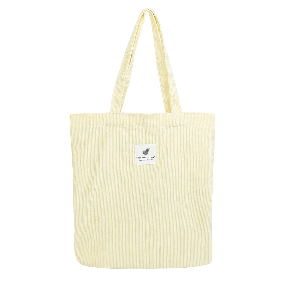 Corduroy Bag for Women Shopper Handbags Environmental Storage Reusable