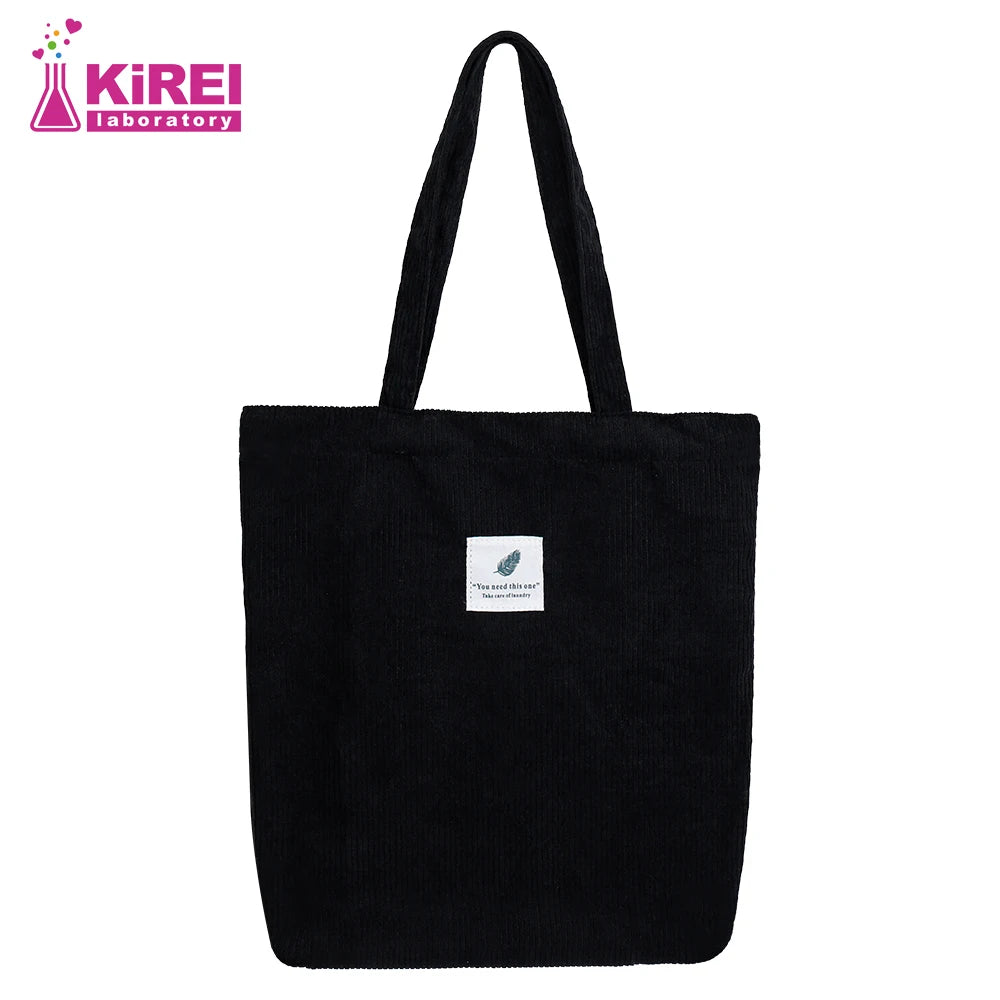 Corduroy Bag for Women Shopper Handbags Environmental Storage Reusable
