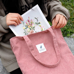 Corduroy Bag for Women Shopper Handbags Environmental Storage Reusable