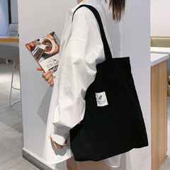 Corduroy Bag for Women Shopper Handbags Environmental Storage Reusable