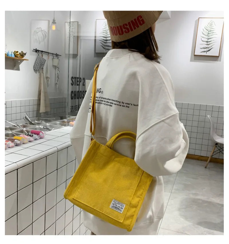 Corduroy Casual Canvas Bag Women's Shoulder Bag Handbag
