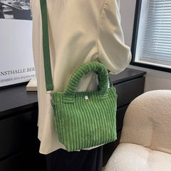 Corduroy Casual Women's Crossbody Bag Zip Tote Handbags