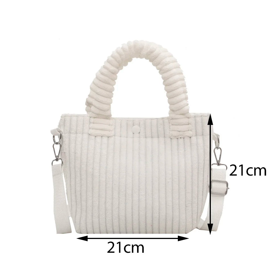 Corduroy Casual Women's Crossbody Bag Zip Tote Handbags