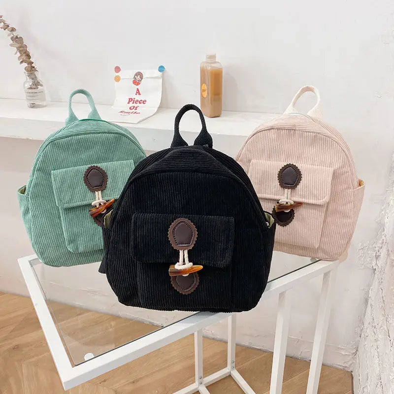 Corduroy Children's School Backpacks Kindergarten Shoulder Backpack