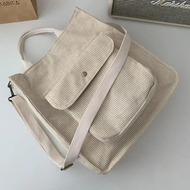 Corduroy Handbags Large-capacity Single Shoulder Bag Men Women