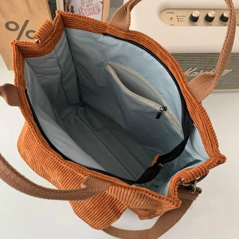 Corduroy Handbags Large-capacity Single Shoulder Bag Men Women