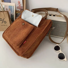 Corduroy Handbags Large-capacity Single Shoulder Bag Men Women