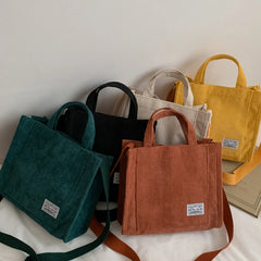 Corduroy Ladies Shoulder Bag Small Retro Women Handbags
