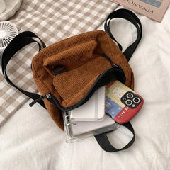 Corduroy Mini Women's Backpacks Female Bag for Teen Girls
