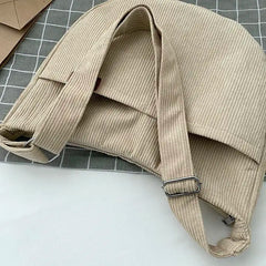 Corduroy Shoulder Bag Crossbody Messenger School Handbag for Women Girls