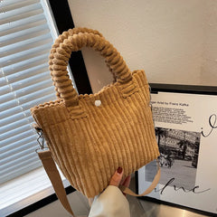 Corduroy Small Handbags Women Handbag Shoulder Crossbody Bags Bucket Bag