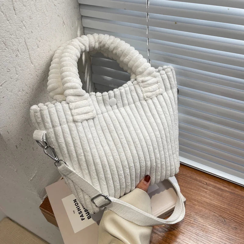 Corduroy Small Handbags Women Handbag Shoulder Crossbody Bags Bucket Bag