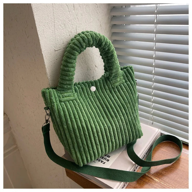 Corduroy Small Handbags Women Handbag Shoulder Crossbody Bags Bucket Bag