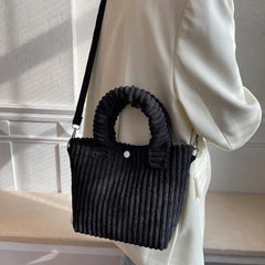 Corduroy Small Handbags Women Handbag Shoulder Crossbody Bags Bucket Bag