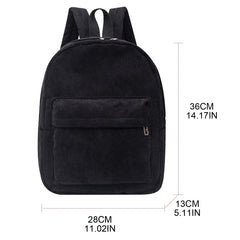 Corduroy Unisex School Backpack Casual Rucksack Lightweight Water Resistant