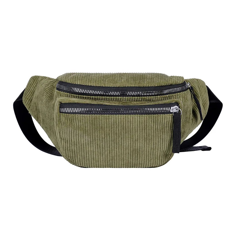 Women's Corduroy Waist Chest Bag Zipper