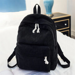 Corduroy Women Backpack School Backpacks For Teenage Girls Striped Rucksack