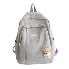 Corduroy Women Backpack Teenager Girls Schoolbag Harajuku Style