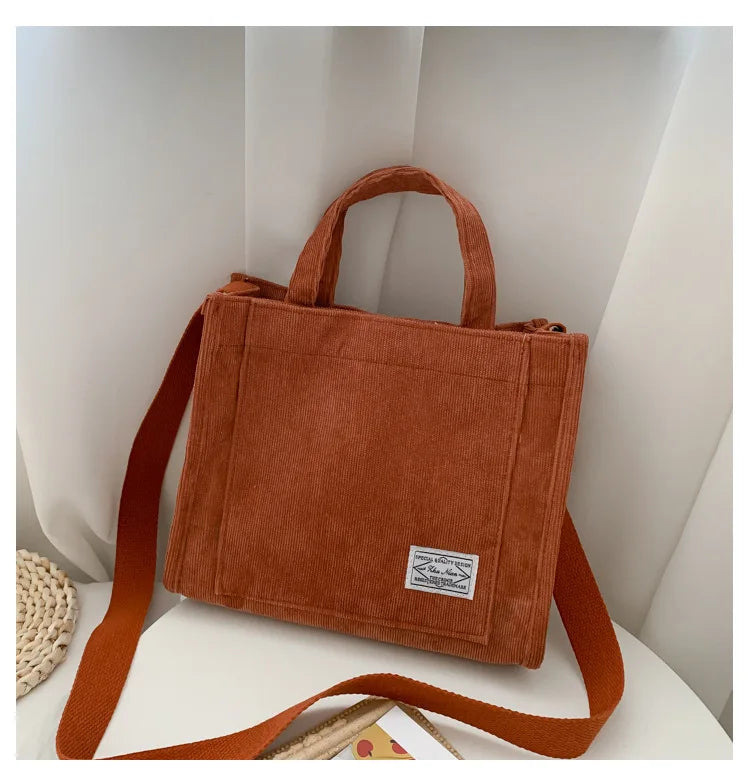 Corduroy Women's Shoulder Bag Small Square Handbag