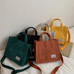 Corduroy Women's Shoulder Bag Small Square Handbag