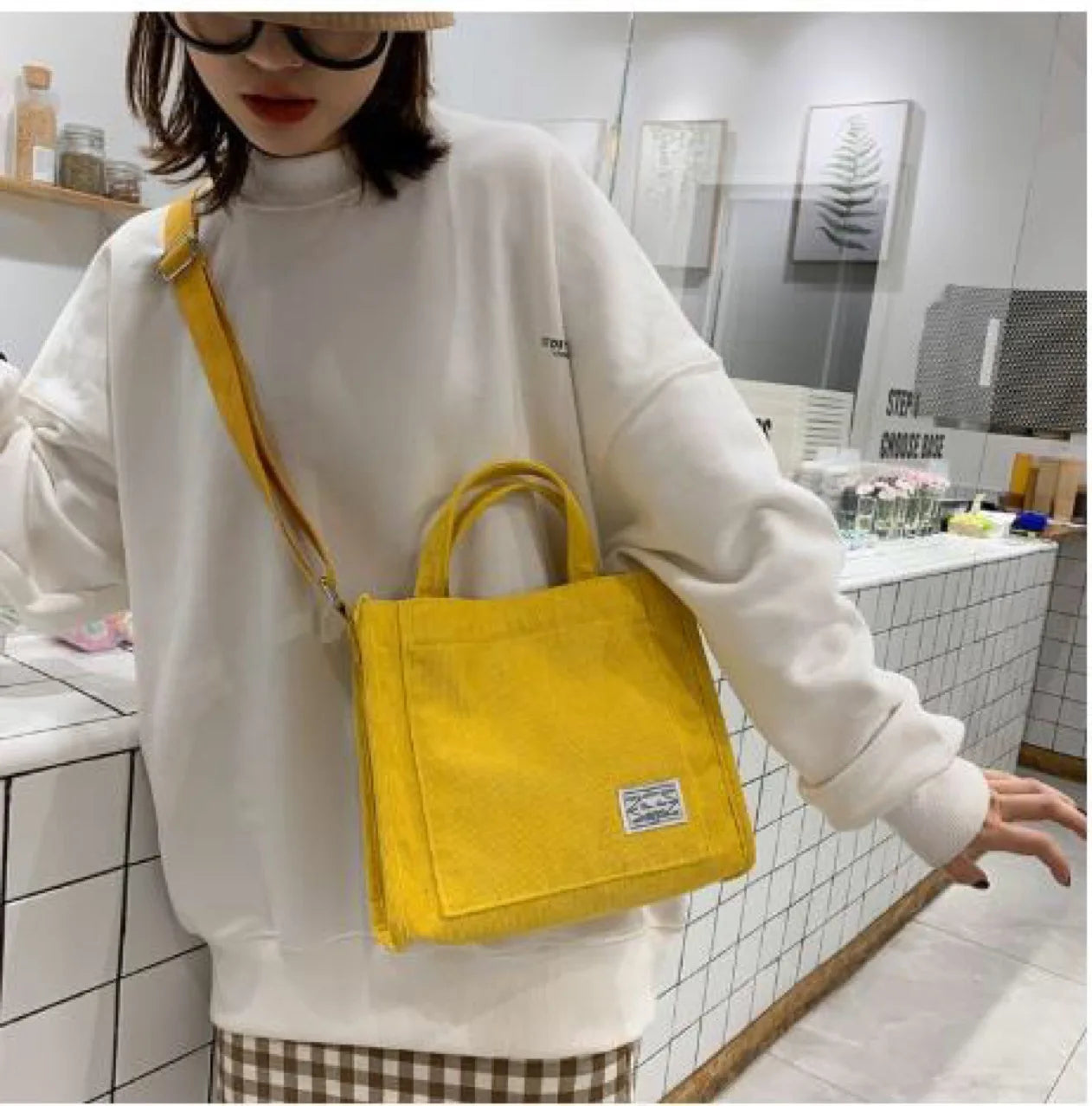 Corduroy Women's Shoulder Bag Small Square Handbag
