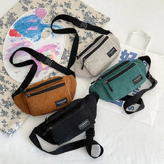 Corduroy Women's Waist Bag Canvas Shoulder Crossbody Fanny Pack