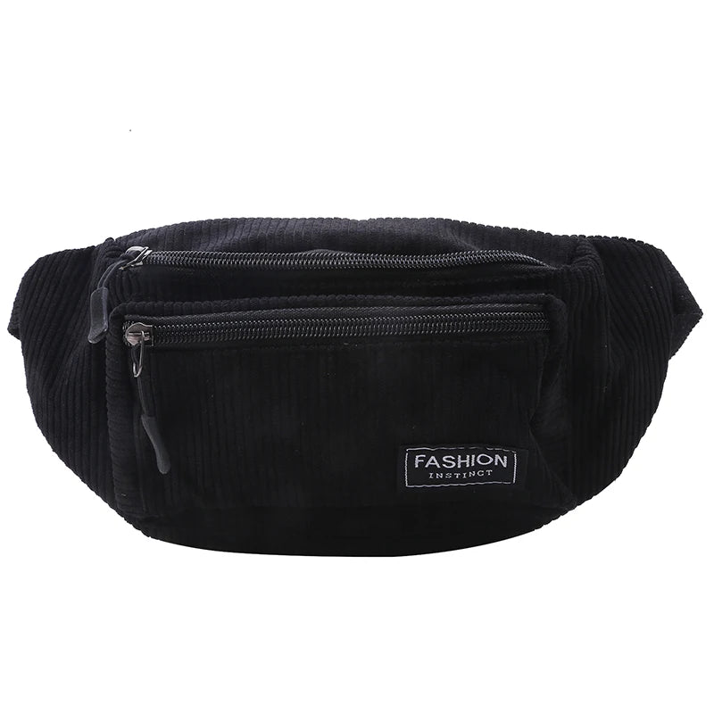 Corduroy Women's Waist Bag Canvas Ladies Shoulder Crossbody Fanny Pack