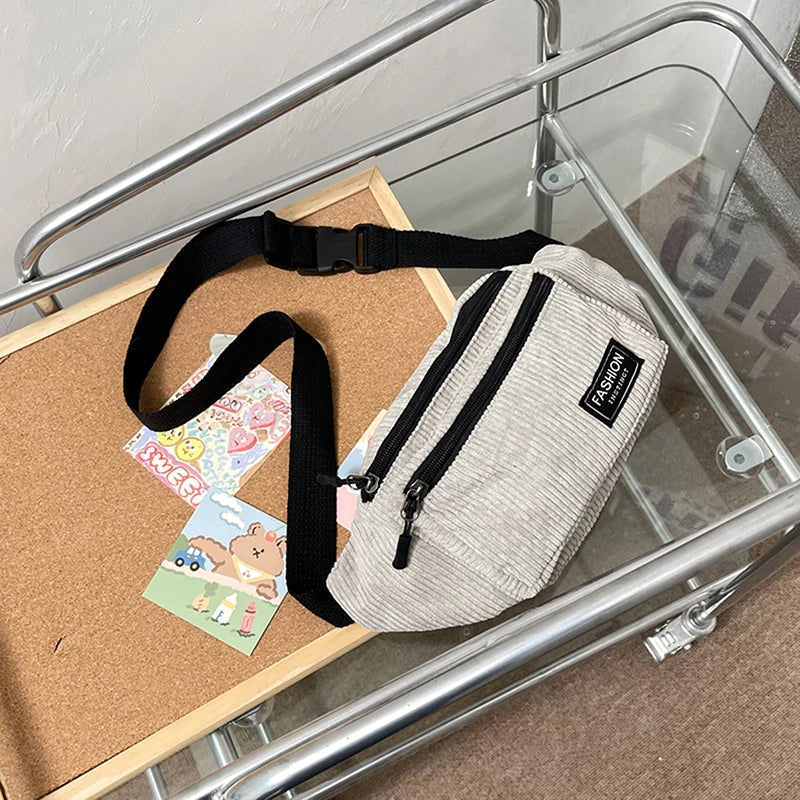 Corduroy Women's Waist Bag Canvas Ladies Shoulder Crossbody Fanny Pack