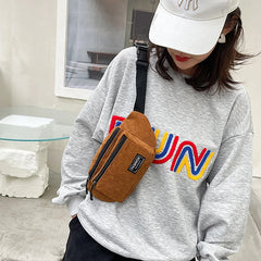 Corduroy Waist Bag Canvas Ladies Crossbody Fanny Pack Phone Chest Bag