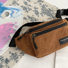 Corduroy Women's Waist Bag Small Canvas Crossbody Bags for Women Fanny Pack
