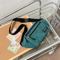 Corduroy Waist Bag Small Canvas Ladies Shoulder Crossbody Fanny Pack
