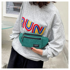 Corduroy Waist Bag Small Canvas Ladies Shoulder Crossbody Fanny Pack