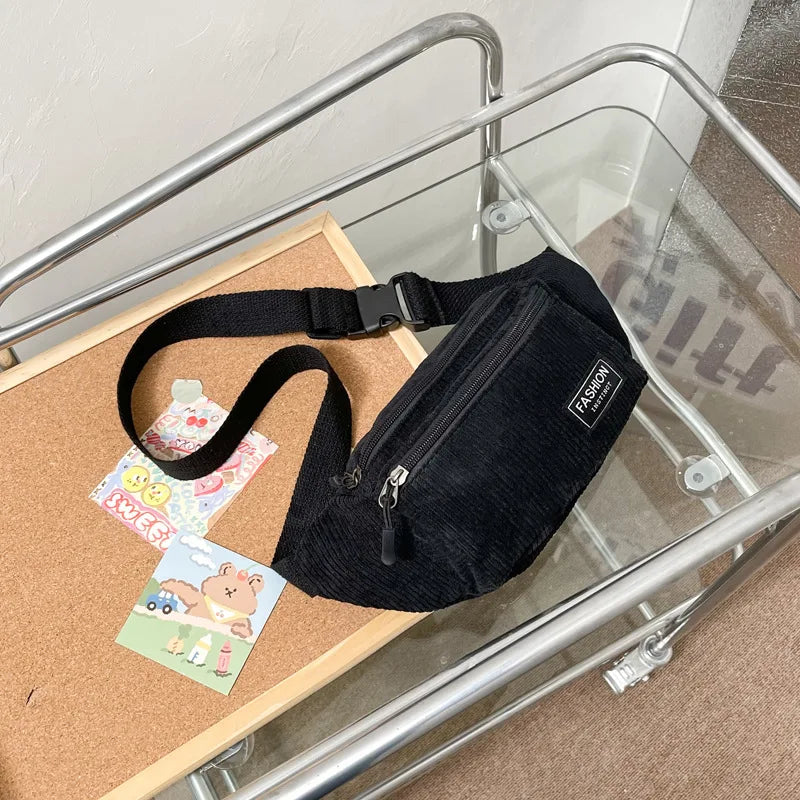 Corduroy Waist Bag Canvas Crossbody Fanny Pack