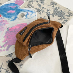 Corduroy Waist Bag Canvas Crossbody Fanny Pack