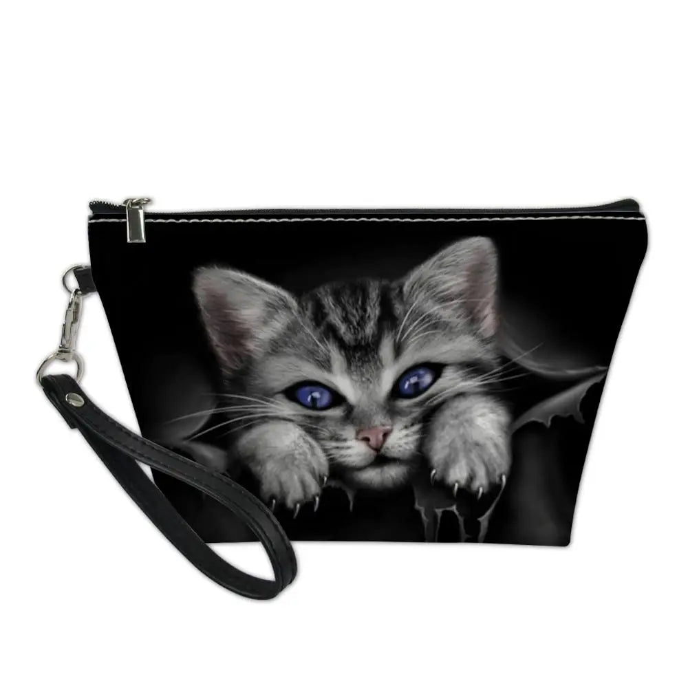 Gothic Cat 3D Pattern Cosmetic Bag