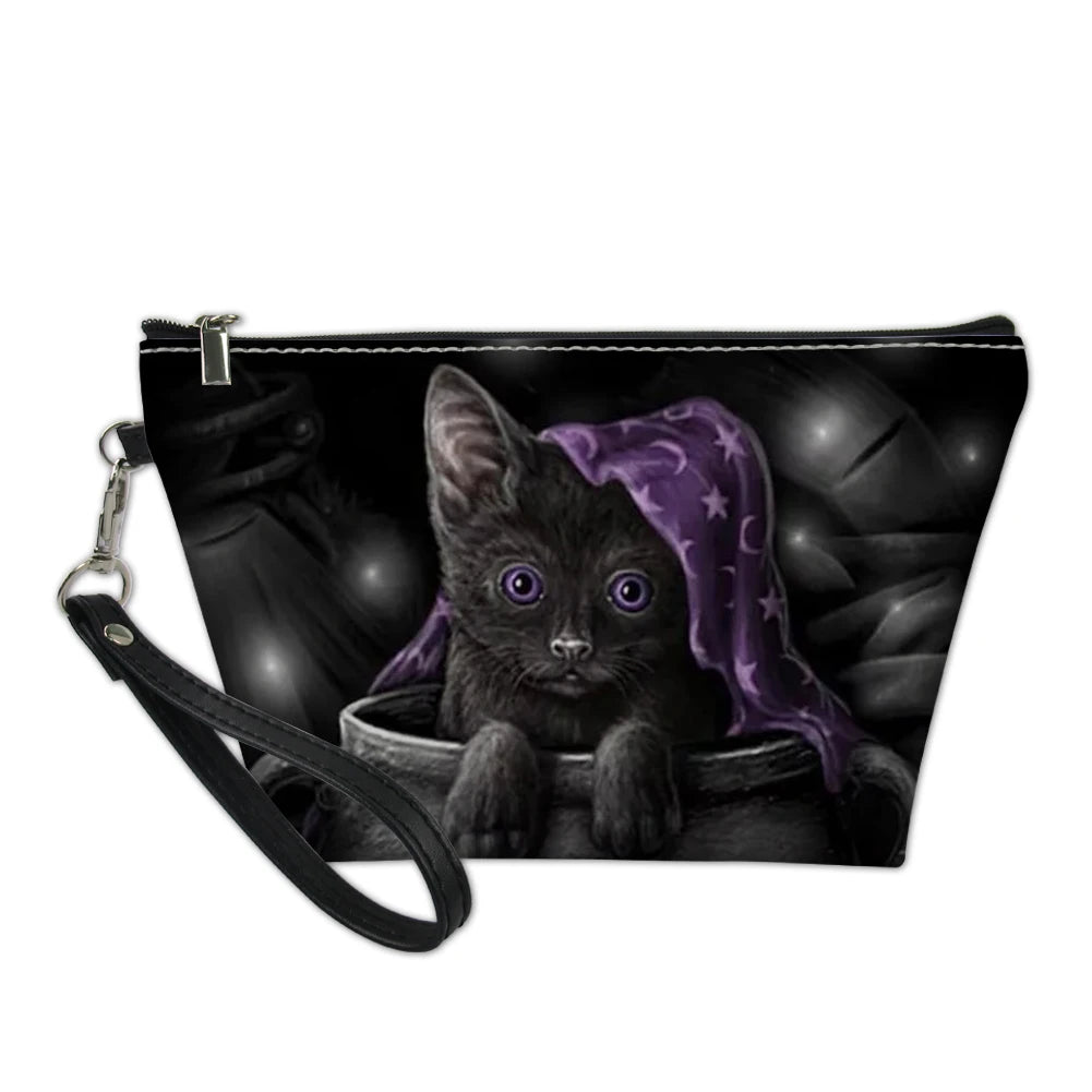 Gothic Cat 3D Pattern Cosmetic Bag
